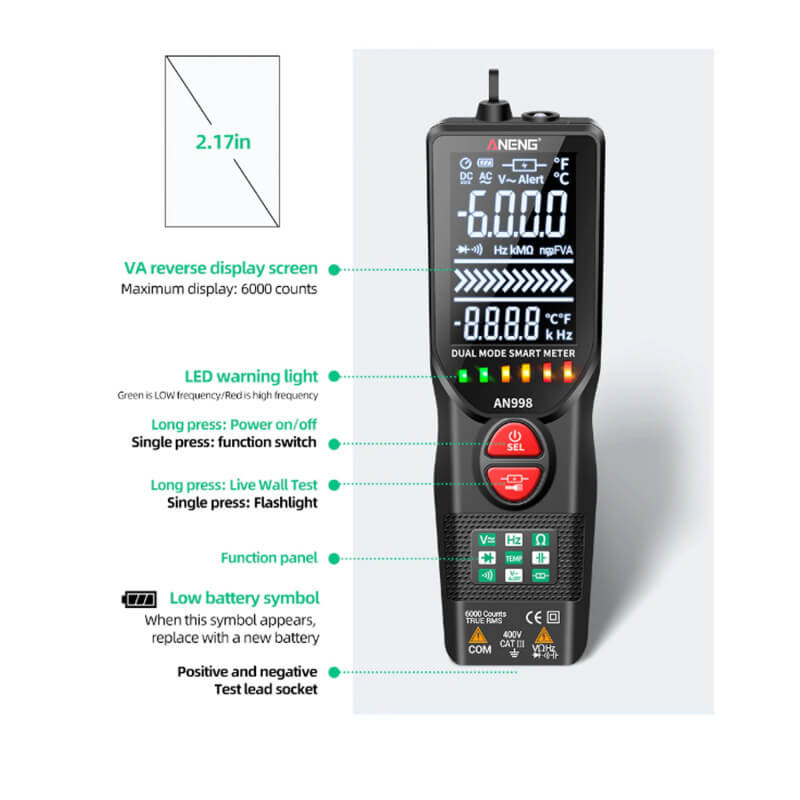مولتی متر هوشمند دیجیتالی اتورنج aneng مدل an998